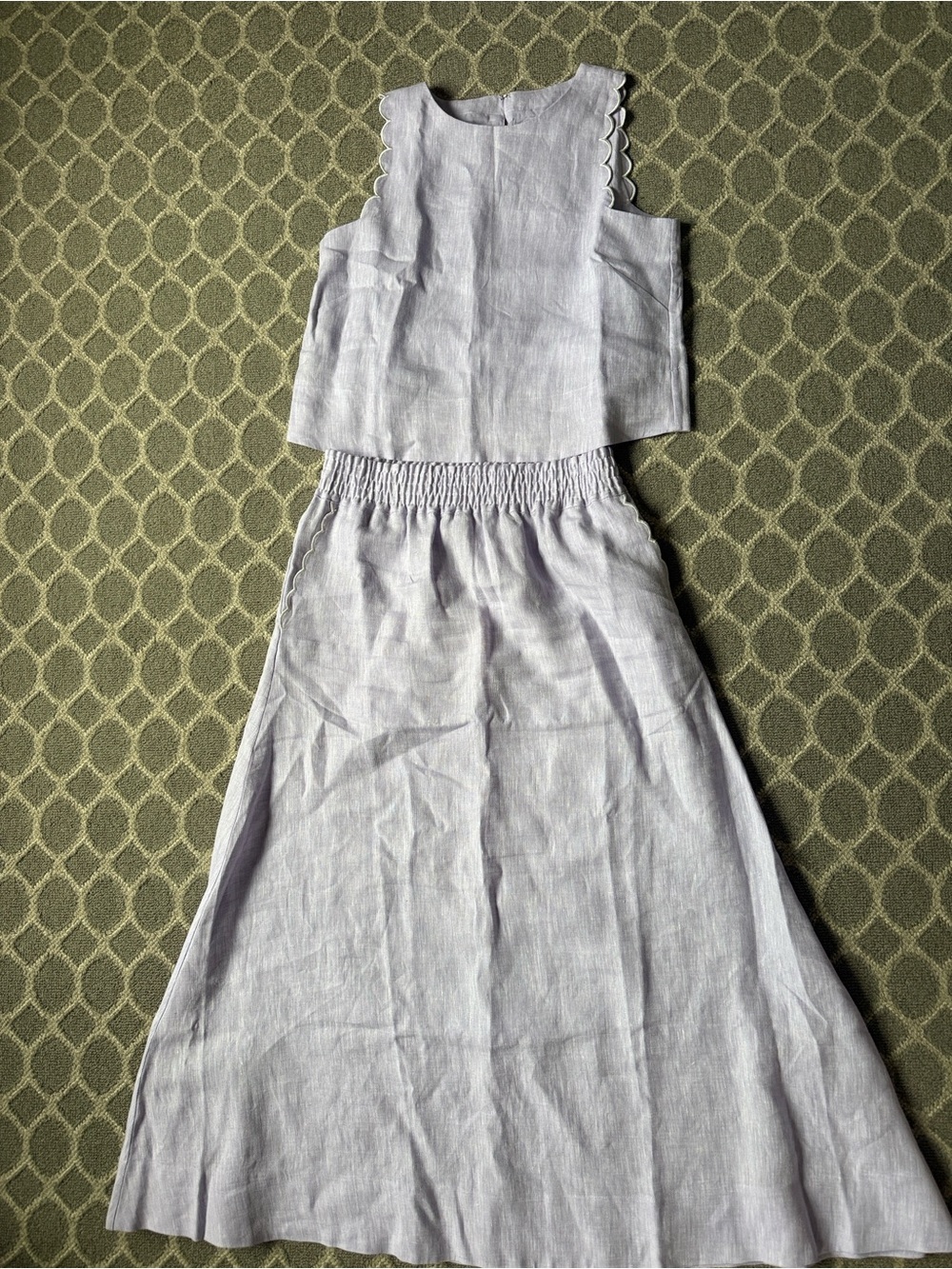 Alice Walk Two-Piece Lavender set with Scalloped Trim NWT